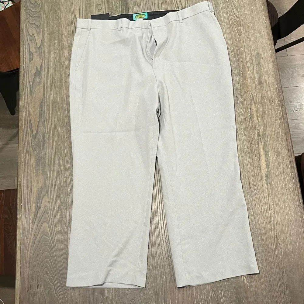 Haband's Fit-Forever Mens Dress Pants Mid Rise Wide Leg Pockets Gray Size 46M